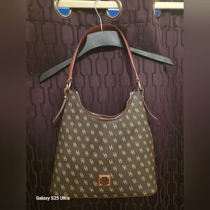 Dooney & Bourke Black and Gold Monogram Shoulder Bag